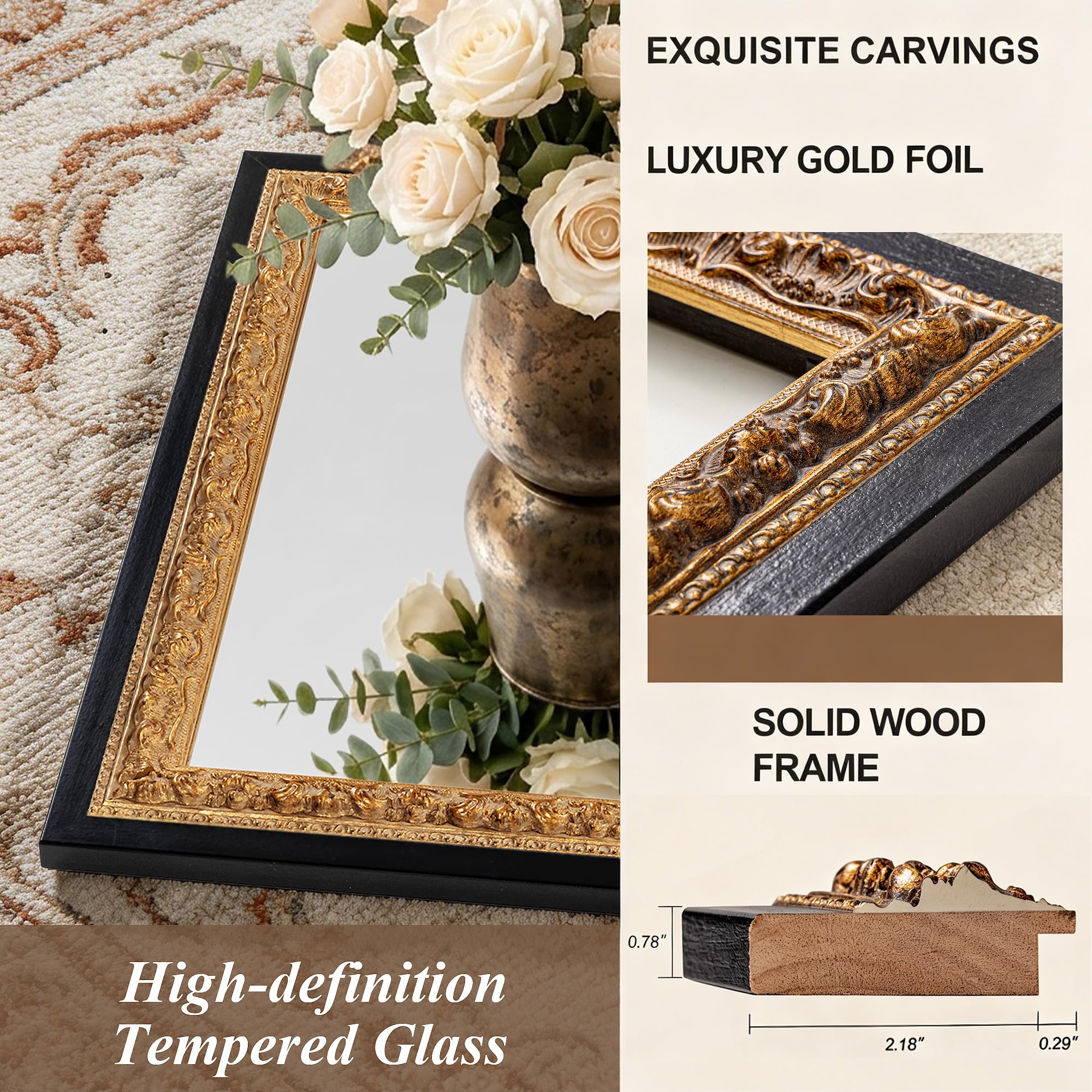 Amazon.com: Bathroom Mirrors for Over Sink, Vintage Black and Gold
